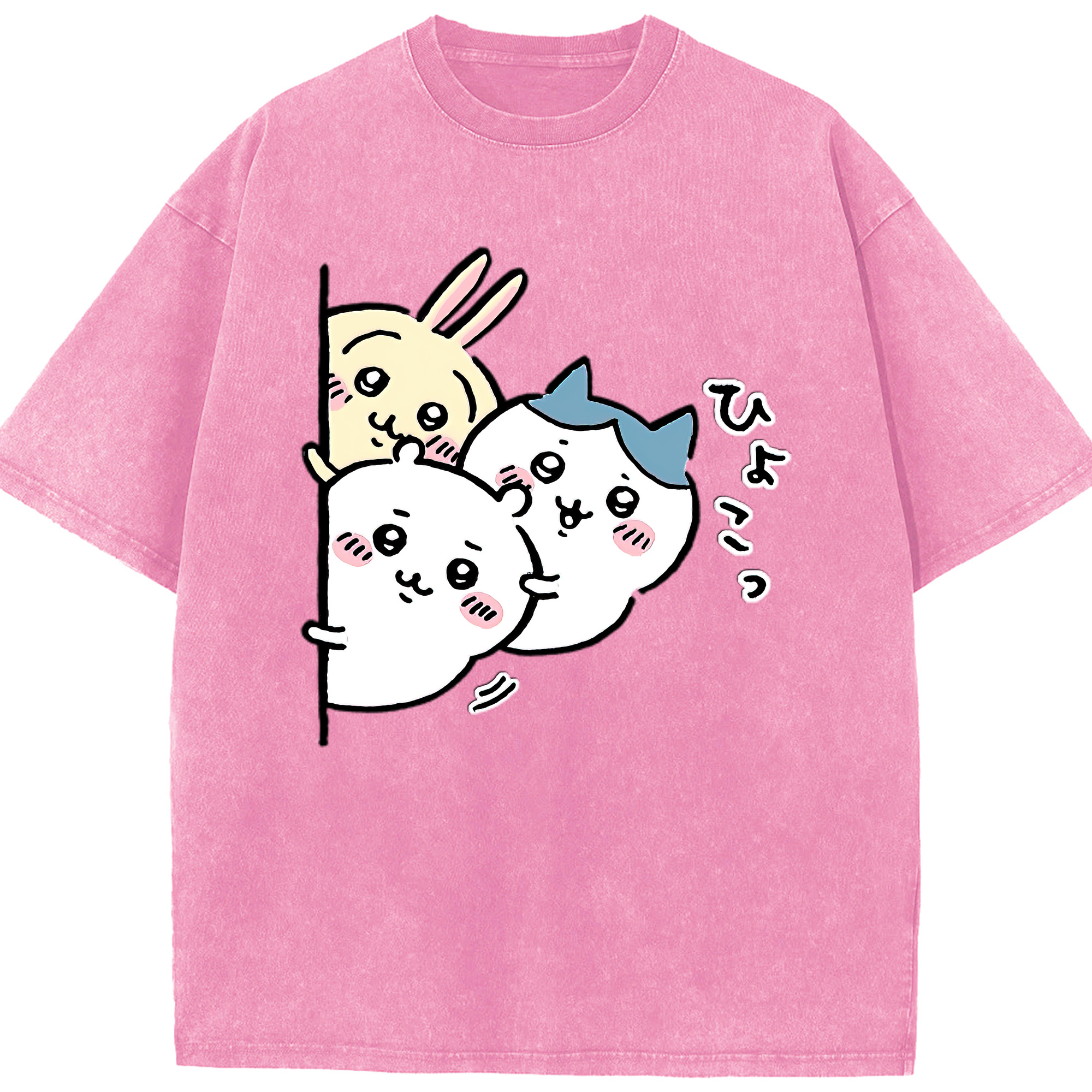 （画像用） ちいかわ うさぎ Chii-kawa usagi 綿100% ヴィンテージ風 半袖Tシャツ（フロントプリント）